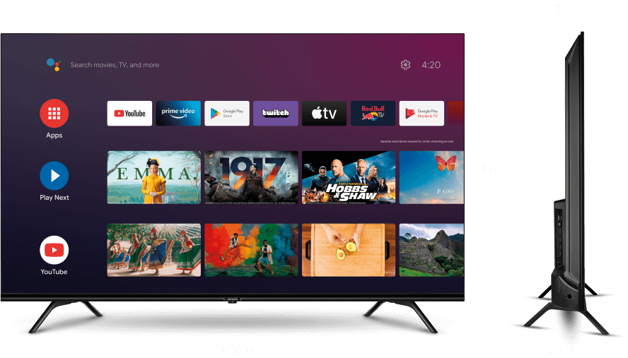 SmartTV Aiwa 55” Android, 4K, Borda Ultrafina, Dolby Vision & Atmos -  AWS-TV-55-BL-01